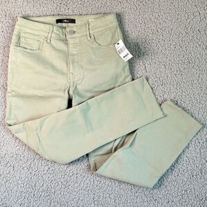 Mavi Viola Mid Rise Gaucho Green Raw Hem Denim Jeans Stretch Women's 27/27 NWT‎